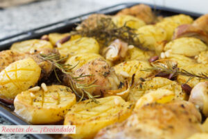 Asado de pollo al horno con patatas