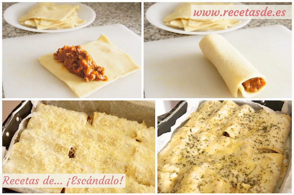 Montaje y horneado de los canelones