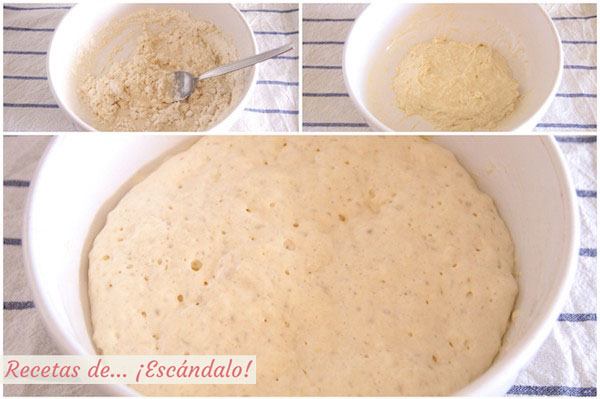Elaborando prefermento para preparar pan de molde casero