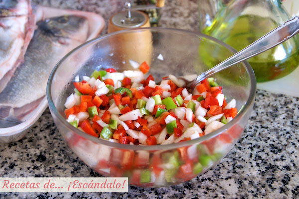 Receta de guarnición de pimientos asados para la dorada a la espalda