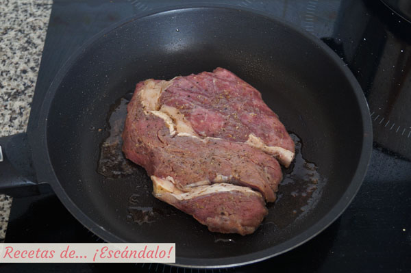 Entrecot de ternera cocinado a baja temperatura