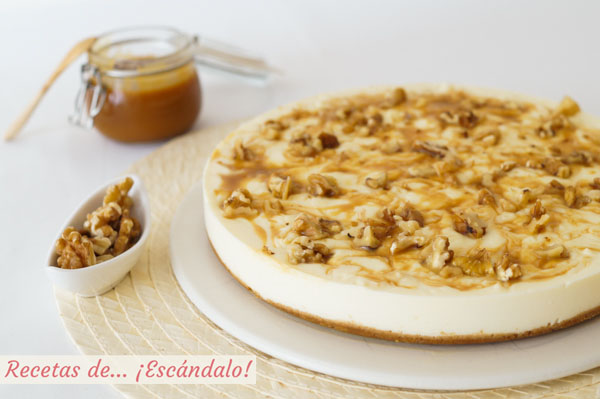 Como hacer tarta de queso con caramelo salado y nueces de california