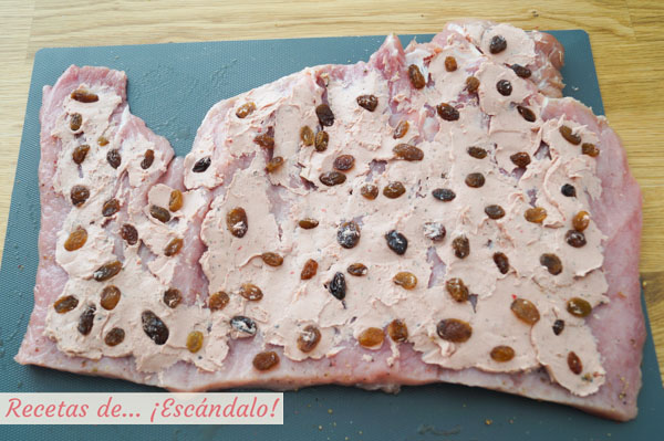 Lomo de cerdo relleno de pate y pasas