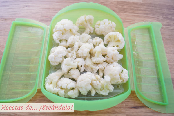 Coliflor cocida en el microondas