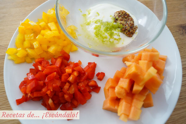 Ingredientes para la ensalada de cangrejo