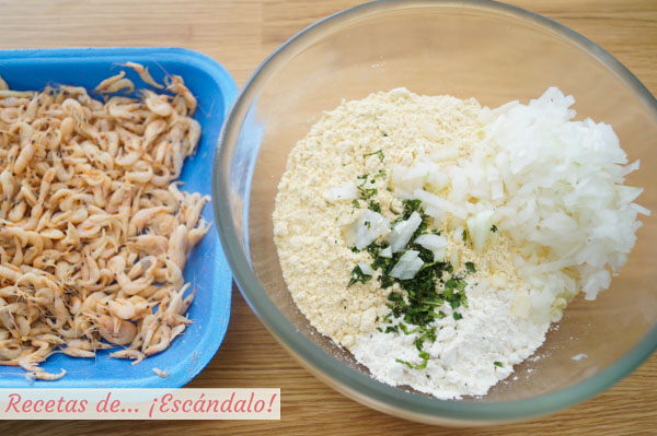 Ingredientes para las tortitas de camarones