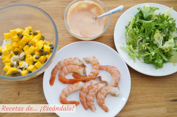 Ingredientes para coctel de gambas