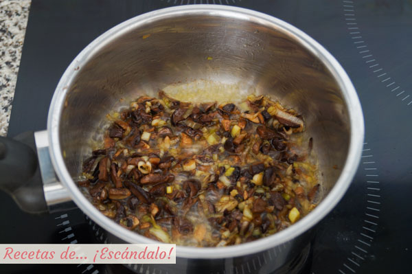 Sofrito de champinones y puerros