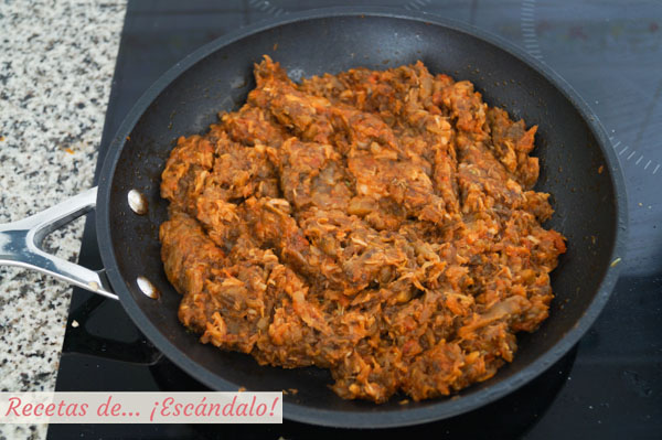 Relleno para las berenjenas rellenas de atun