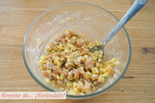 Receta de tartar de salmon y manzana a la mostaza
