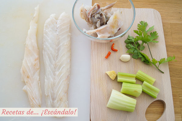 Corvina e ingredientes leche de tigre