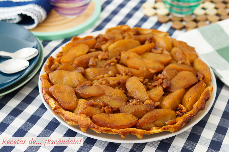 Tarta tatin de manzana con masa quebrada casera, deliciosa