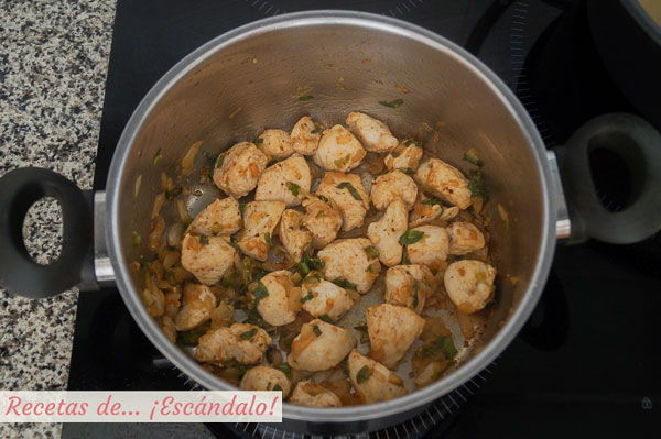 Pollo salteado para pasta