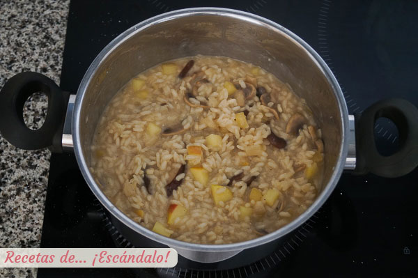 Risotto de manzana y setas
