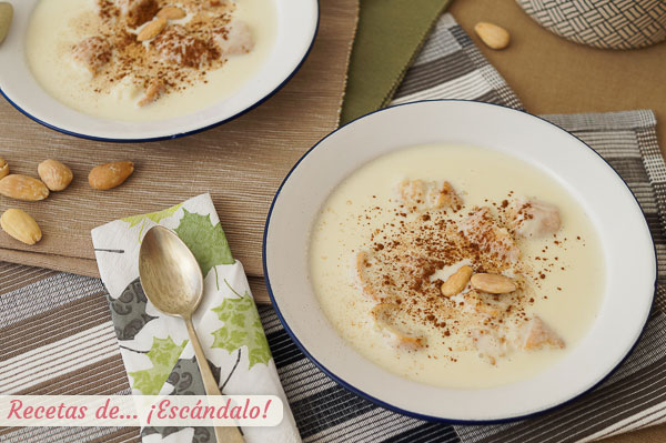 Como hacer sopa de almendras. Receta de postre de Navidad tradicional