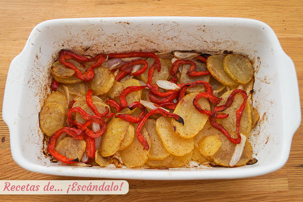 Guarnicion patatas y pimiento rojo para trucha