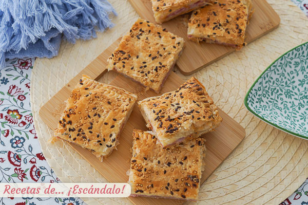 Como hacer empanada de jamon y queso con hojaldre, muy facil y sabrosa