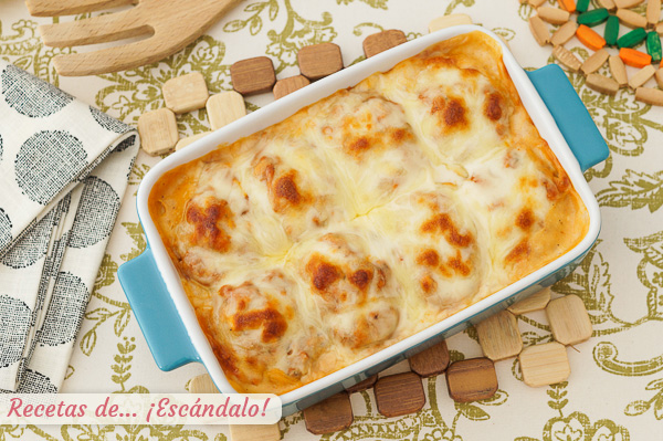 Como hacer huevos rellenos de atun con bechamel al horno, riquisimos