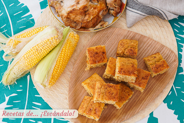 Como hacer pan de maiz americano o cornbread tradicional, muy facil