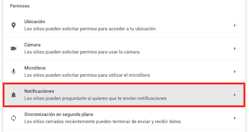 como cancelar suscripción notificaciones push en chrome paso 3