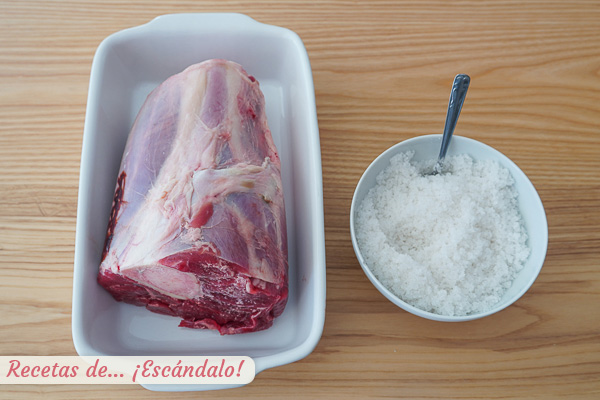 Jarrete de ternera y salmuera de sal y azucar