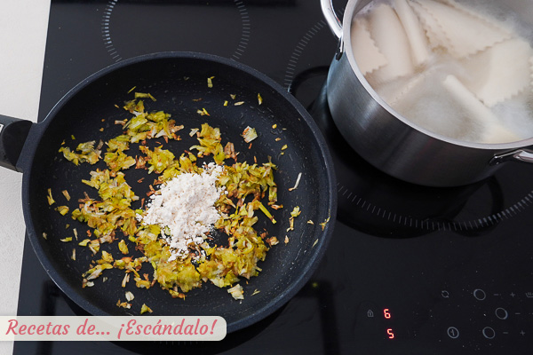 Sofrito puerros canelones