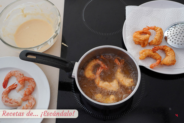 Gambas o gambones a la gabardina caballitos