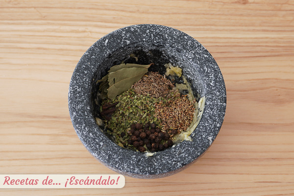 Ingredientes majado lomo de orza