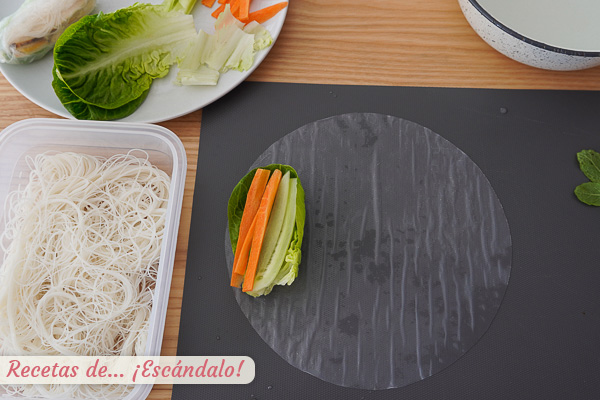 Zanahoria y pepino rollitos vietnamitas