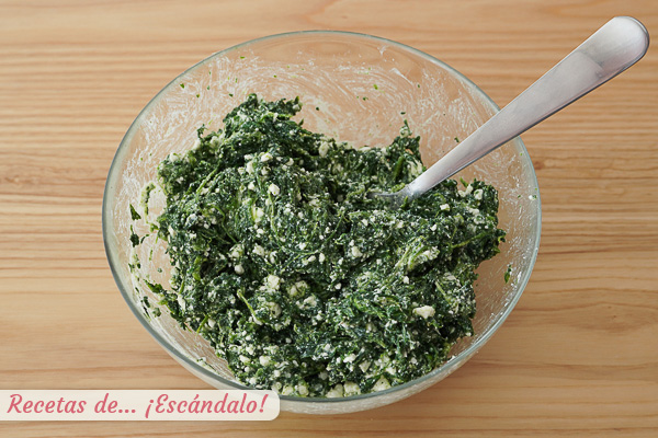 Relleno borek espinacas y queso feta